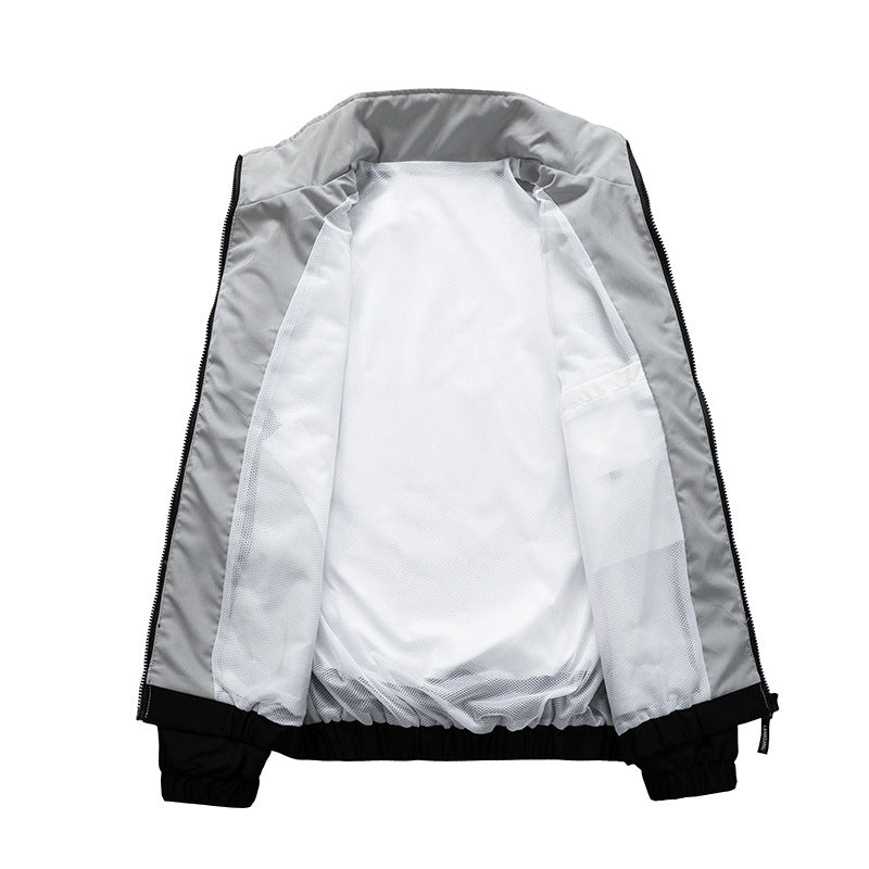 Herren Sportliche Track-Windbreakerjacke mit Stehkragen, Mesh‑Futter und Reißverschlusstaschen Echo Archiv