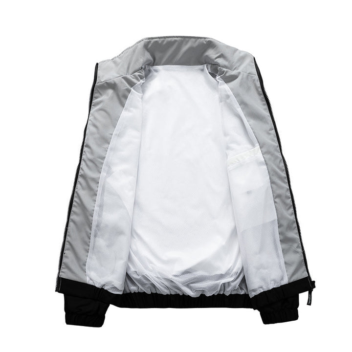 Herren Sportliche Track-Windbreakerjacke mit Stehkragen, Mesh‑Futter und Reißverschlusstaschen Echo Archiv