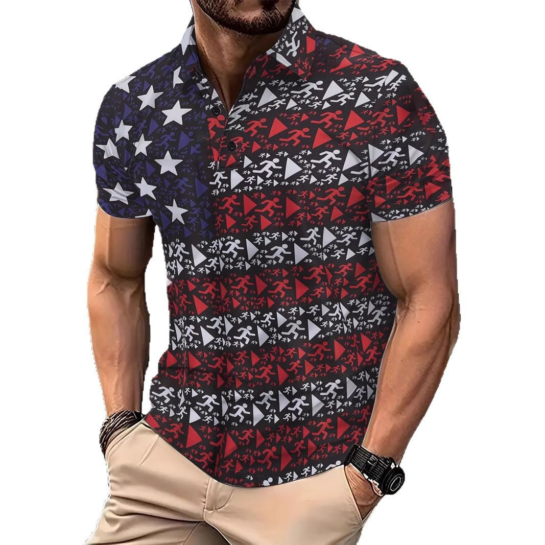 Herren Kurzarm Polo mit dynamischem Grafikdesign Echoarchiv