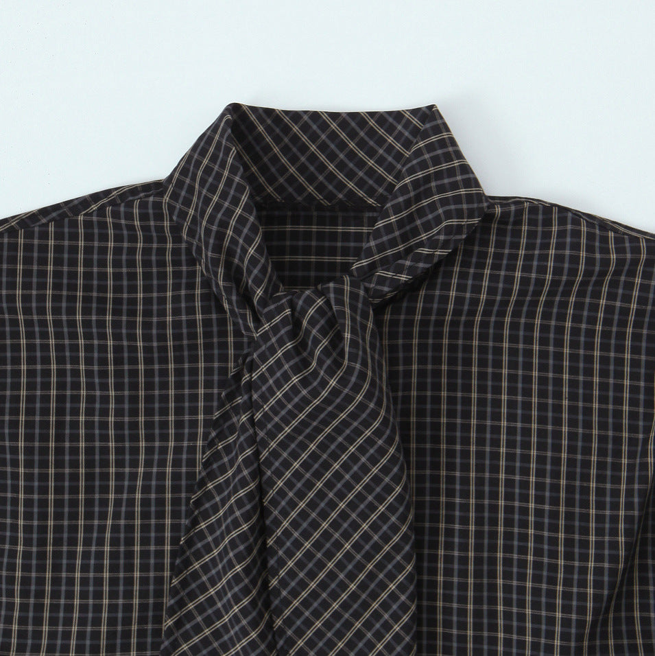 Damen Kariertes Blusenshirt mit Schluppe und weiter Passform Echo Archiv