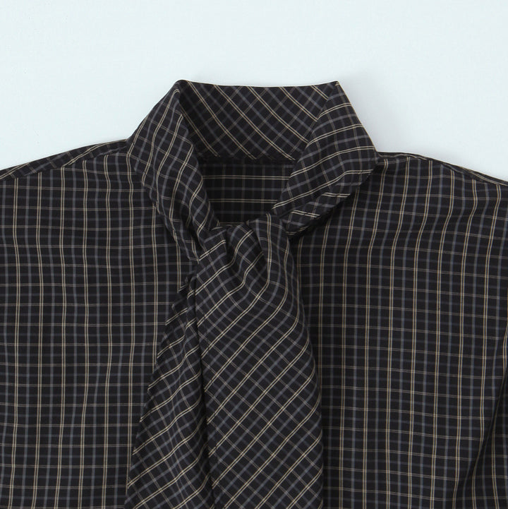 Damen Kariertes Blusenshirt mit Schluppe und weiter Passform Echo Archiv