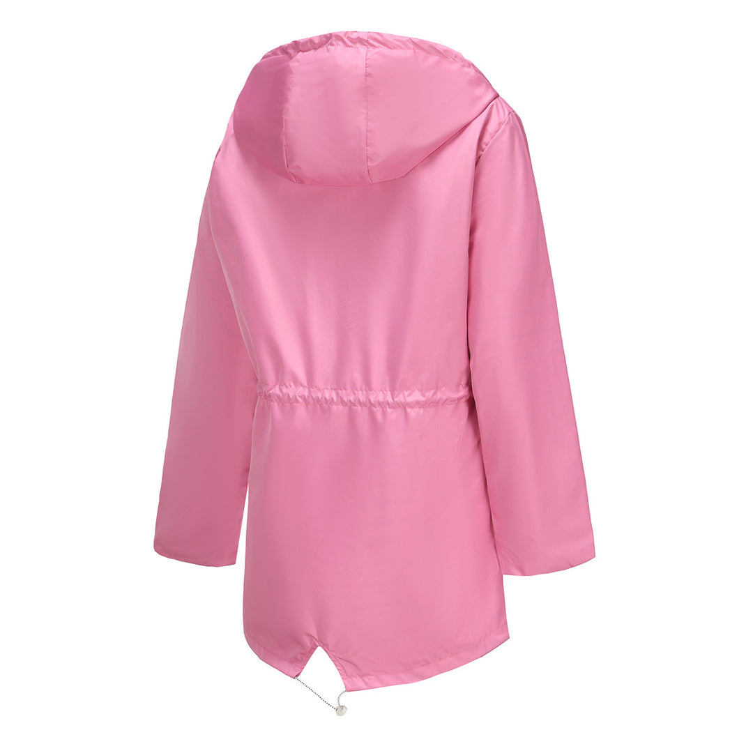 Damen nan leichte wasserdichte Parka Regenjacke mit Taillen-Kordelzug Echo Archiv