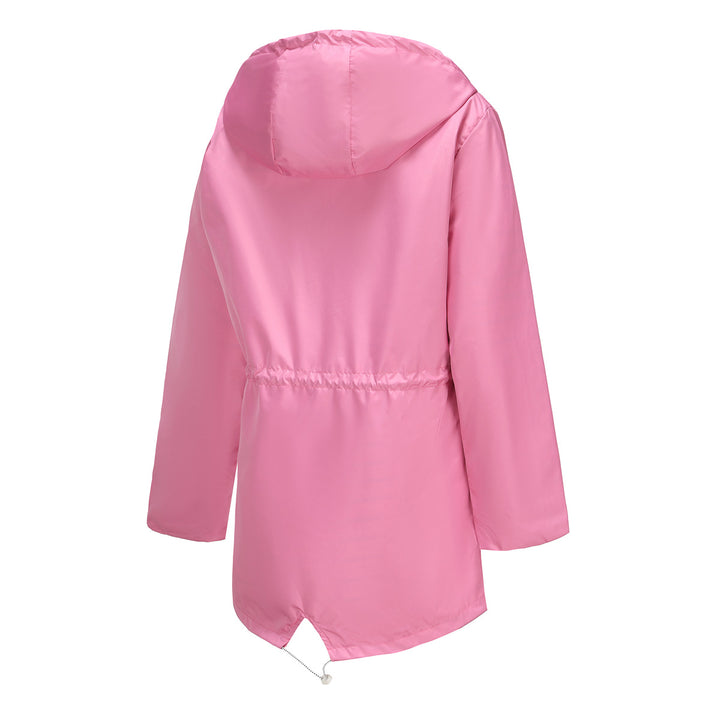 Damen nan leichte wasserdichte Parka Regenjacke mit Taillen-Kordelzug Echo Archiv