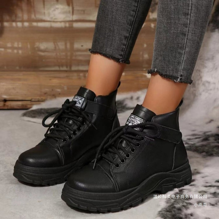 Damen nan modische Plateau-Hightop-Sneaker mit Klettriemen, gepolstertem Komfortfußbett und profiliertem Traktorabsatz Echo Archiv
