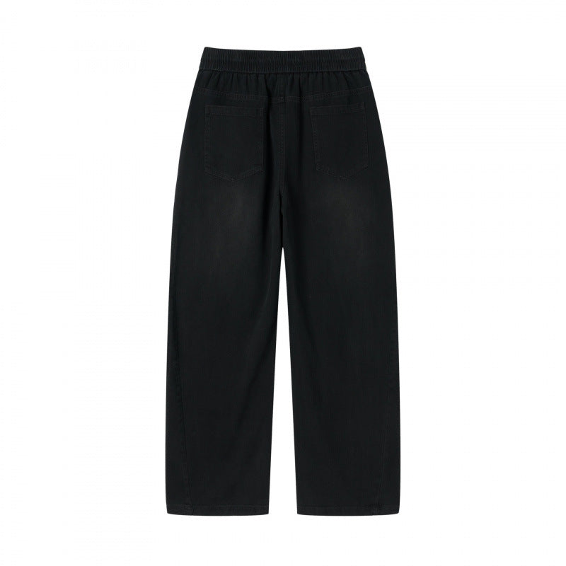 Damen weite High-Waist-Hose mit Elastikbund, Kordelzug und aufgesetzten Taschen Echo Archiv