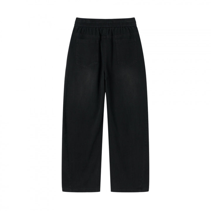 Damen weite High-Waist-Hose mit Elastikbund, Kordelzug und aufgesetzten Taschen Echo Archiv