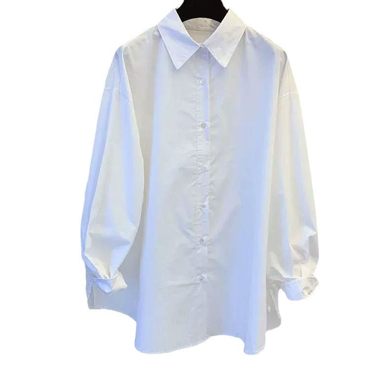 Damen Lässige Baumwollbluse mit Puffärmeln Echoarchiv