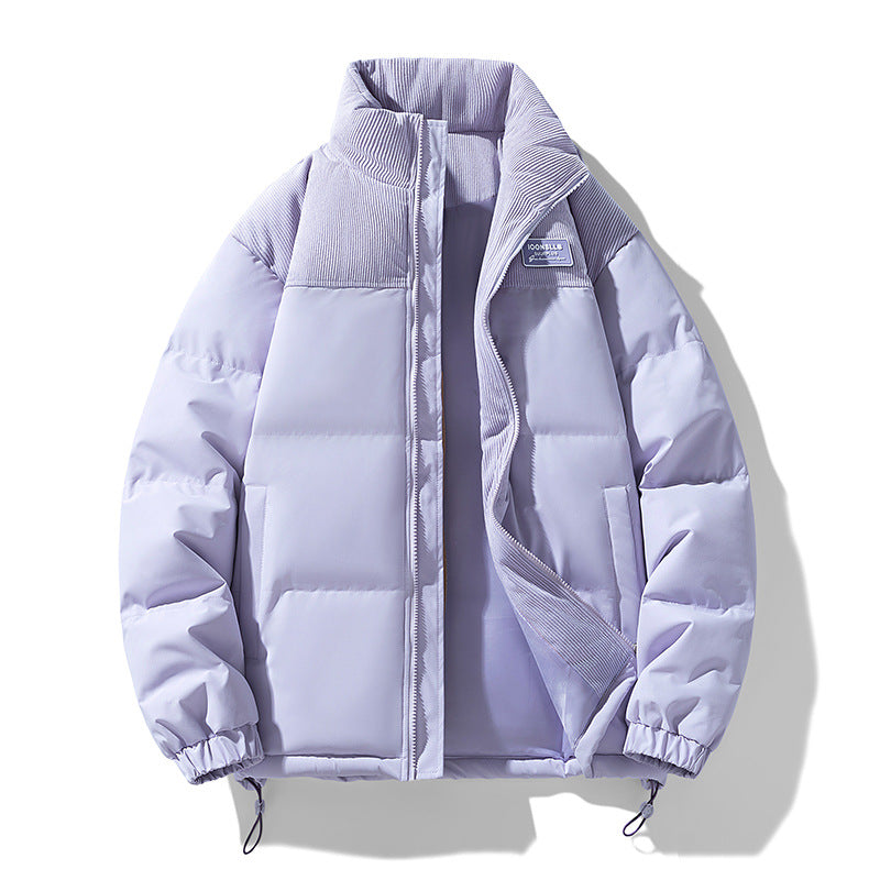 Herren Wattierte Steppjacke mit Cordbesatz, hohem Stehkragen und Thermofutter Echoarchiv