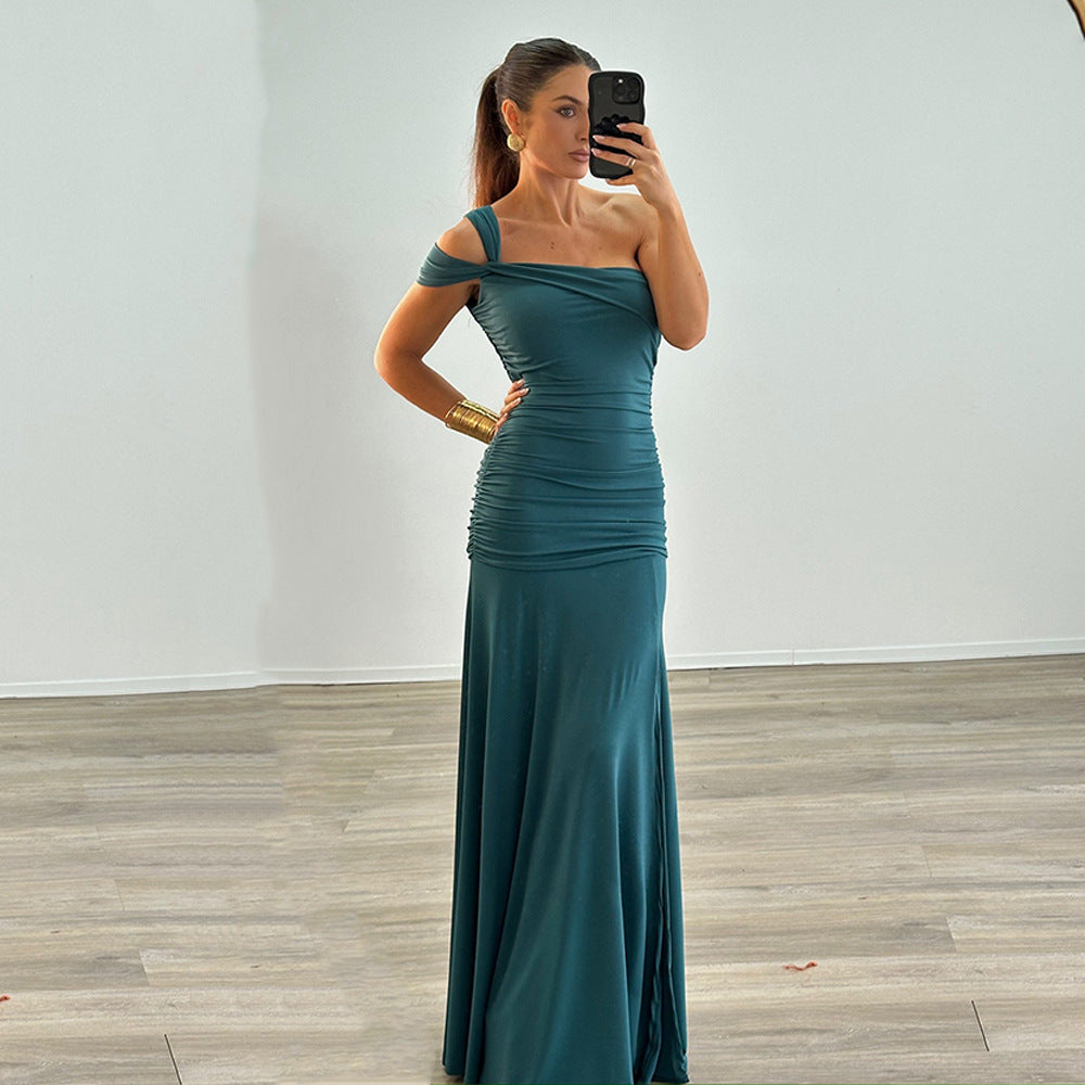 Damen elegantes, tailliertes Abendkleid mit asymmetrischem Träger Echo Archiv