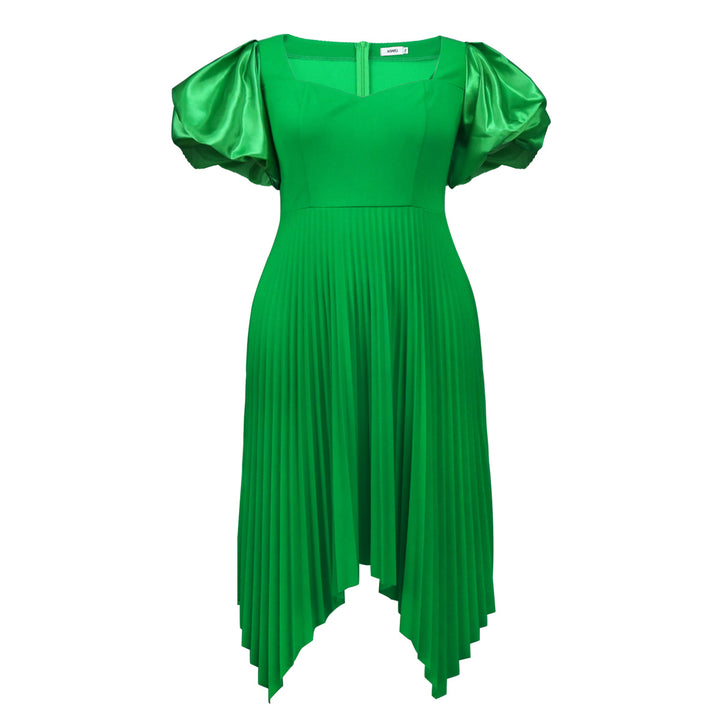 Damen Plissiertes Kleid mit Puffärmeln Echo Archiv