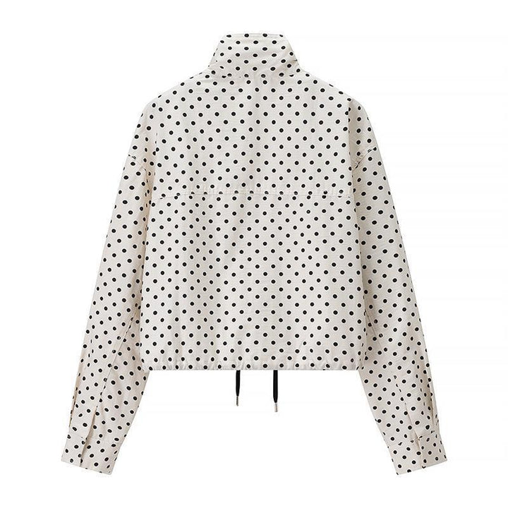 Damen Zweiteiliges Gepunktetes Blazer- und Shorts-Set mit Volumenärmeln und hoher Taille Echo Archiv