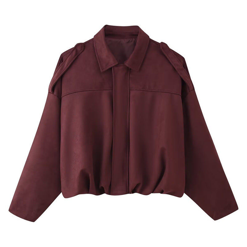 Damen Kurzgeschnittene Oversize Blousonjacke mit Schulterklappen – Célinea
