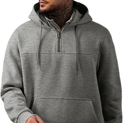 Herren Kapuzenpullover mit halbem Reißverschluss, Kängurutasche und gerippten Bündchen – Cavarno
