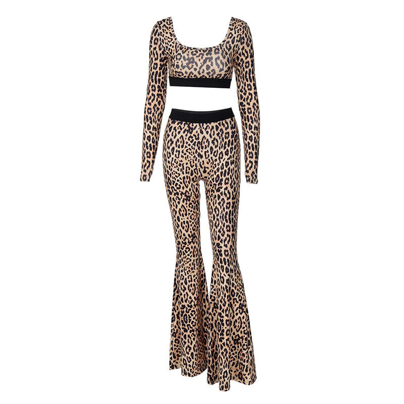 Damen Figurbetontes Flared Jumpsuit mit Animal-Print Echo Archiv