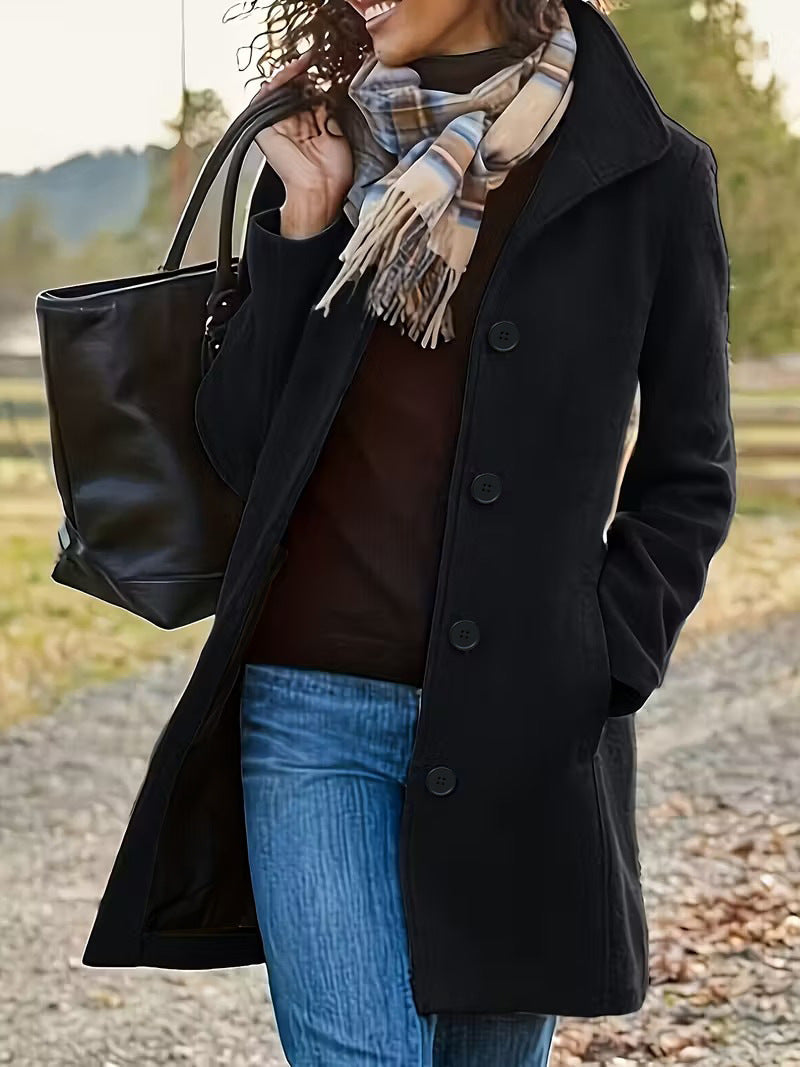 Damen nan taillierter Wollmix-Mantel mit großer Knopfleiste und Eingrifftaschen Echo Archiv