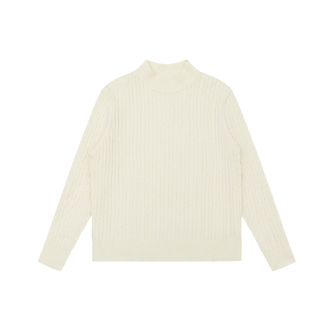 Unisex Grobstrick-Stehkragenpullover mit Zopfmuster Echoarchiv
