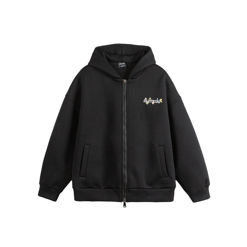 Unisex Kapuzen‑Zipjacke aus strukturierter Waffelqualität im Boxy‑Cut mit Zwei‑Wege‑Reißverschluss Echoarchiv
