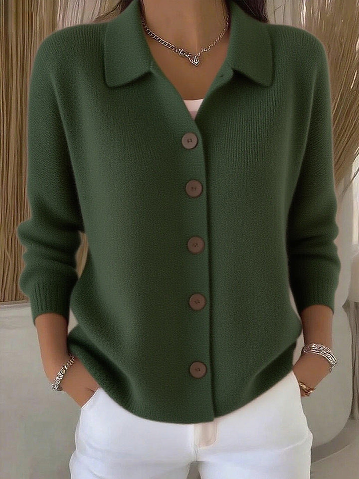 Damen nan Feinstrickjacke mit Hemdkragen und durchgehender Knopfleiste Echo Archiv