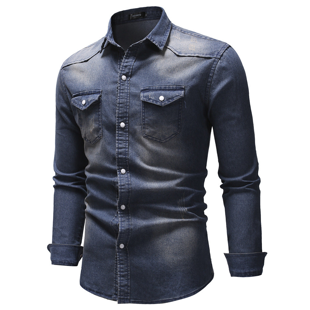 Herren Jeanshemd mit modernen Details und praktischen Taschen Echoarchiv