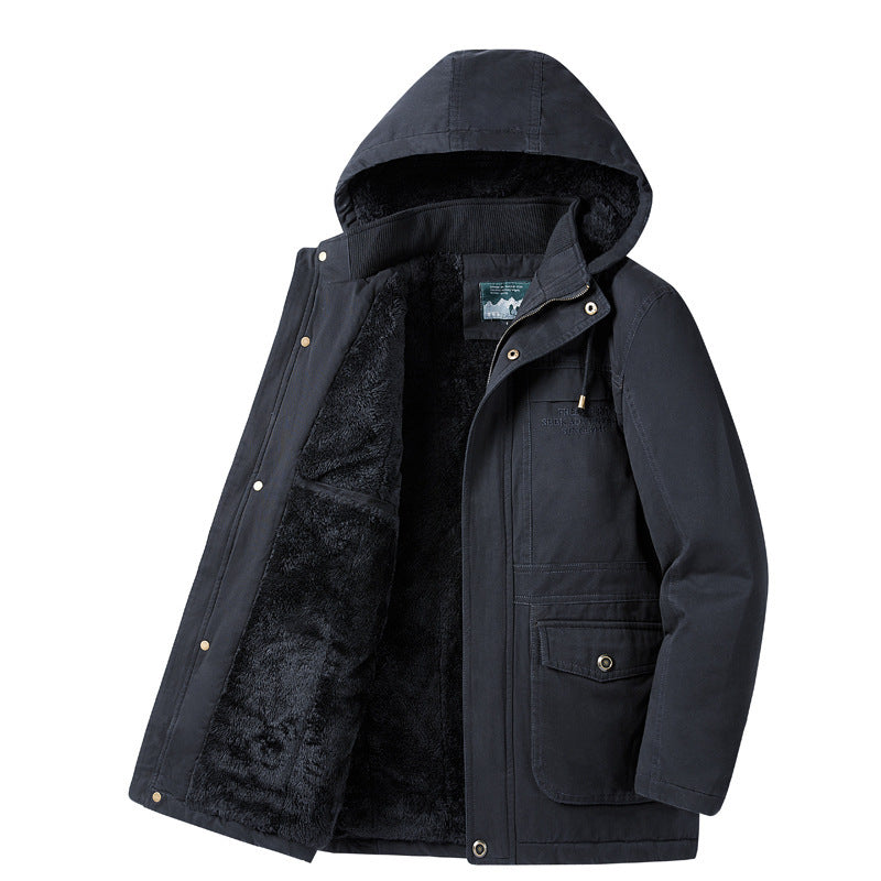 Herren Parka mit Teddyfutter, Kapuze und robuster Canvas-Außenschicht Echo Archiv
