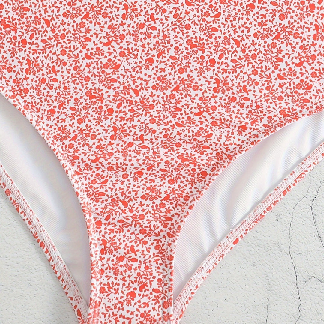 Damen Hochtailliertes Bikiniset mit floralem Muster Echo Archiv