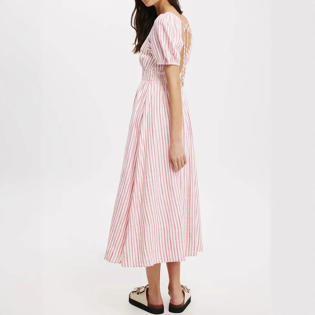 Damen Maxikleid mit V-Ausschnitt und Puffärmeln Echo Archiv