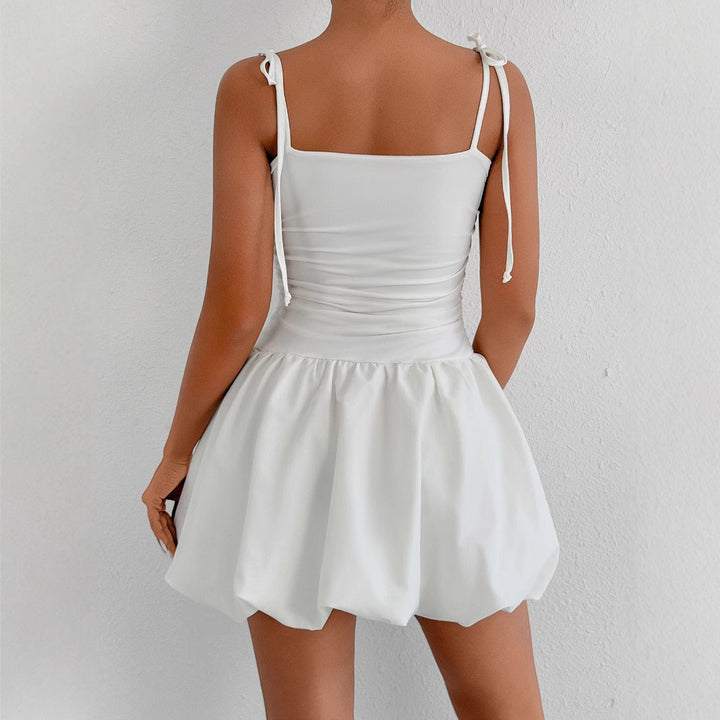 Damen verspieltes Minikleid mit verstellbaren Spaghetti-Trägern und raffiniertem Rüschensaum Echo Archiv
