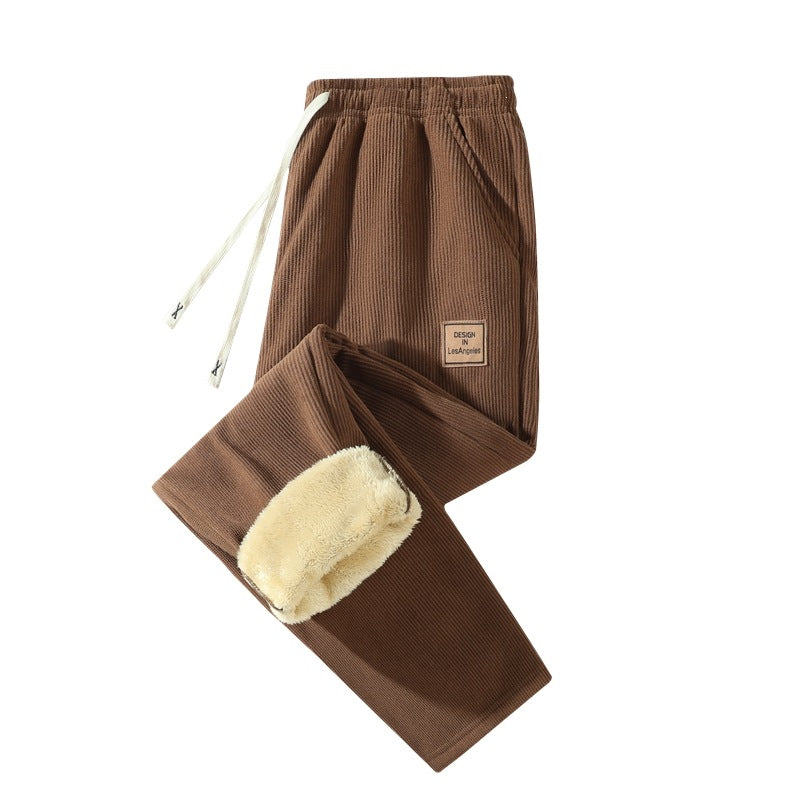 Damen Gefütterte Cord-Jogginghose mit Teddyfutter, Kordelzugbund & Seitentaschen Echoarchiv