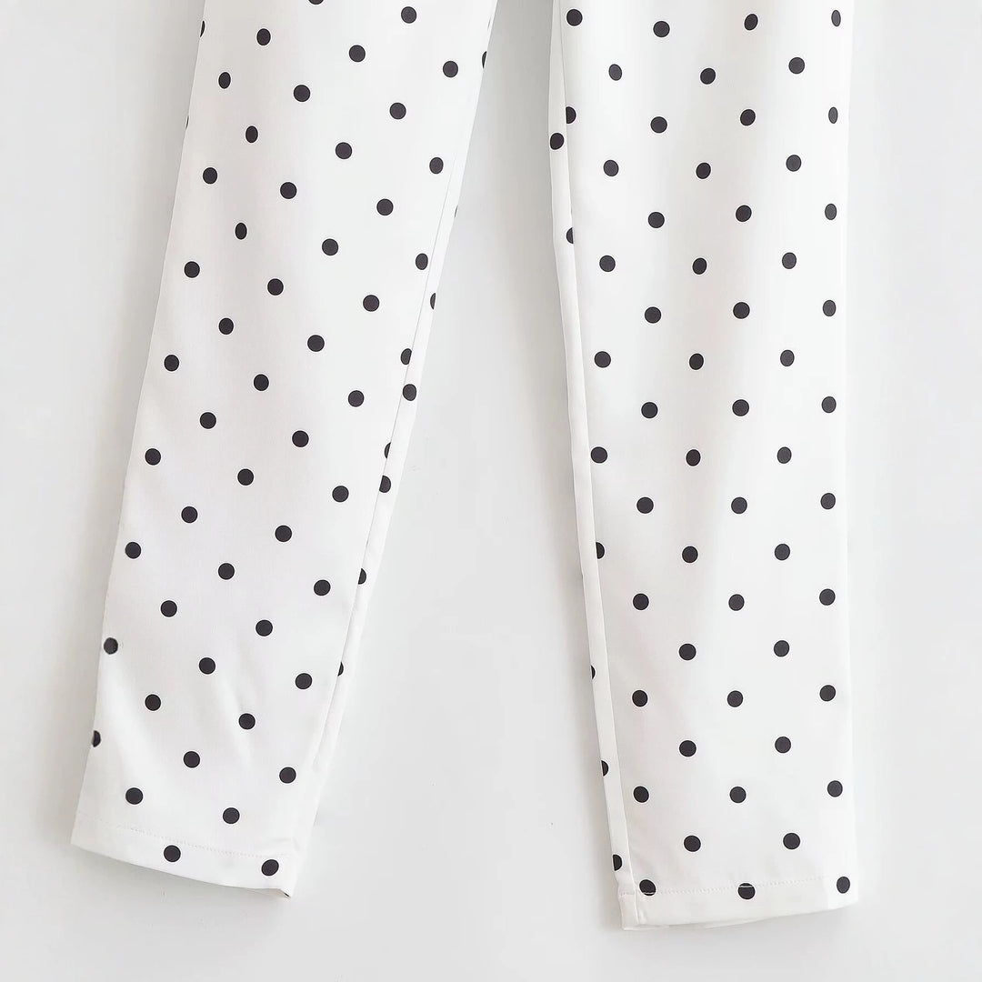 Damen Hochtaillierte konisch zulaufende Stoffhose mit Polka‑Dot‑Print und eleganter Bundverarbeitung Echo Archiv