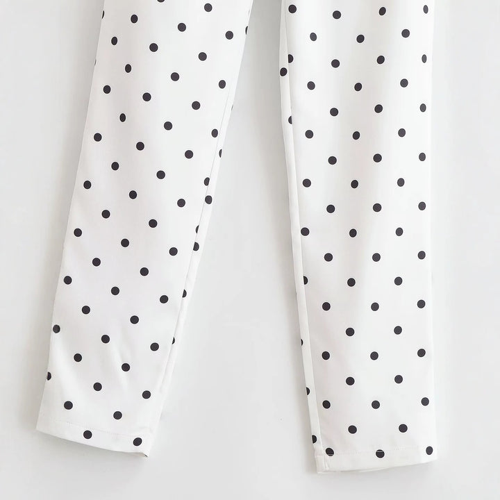 Damen Hochtaillierte konisch zulaufende Stoffhose mit Polka‑Dot‑Print und eleganter Bundverarbeitung Echo Archiv