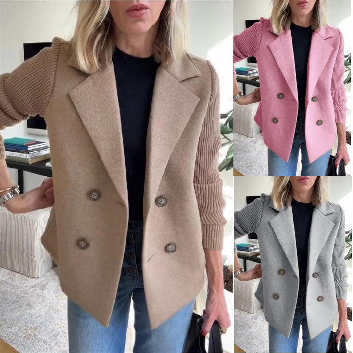 Damen Doppelreihige Blazer-Weste mit breitem Revers und gerippten Strickärmeln Echo Archiv