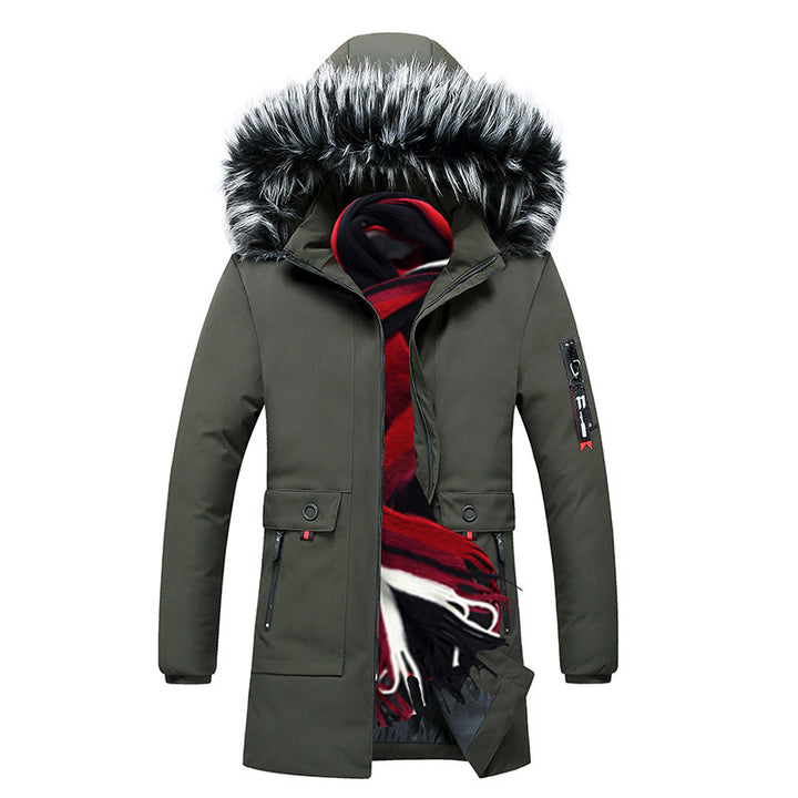 Herren langer Thermo-Parka mit Kunstfellkapuze, wasserabweisender Außenlage und Mehrfach-Taschen – Montevé