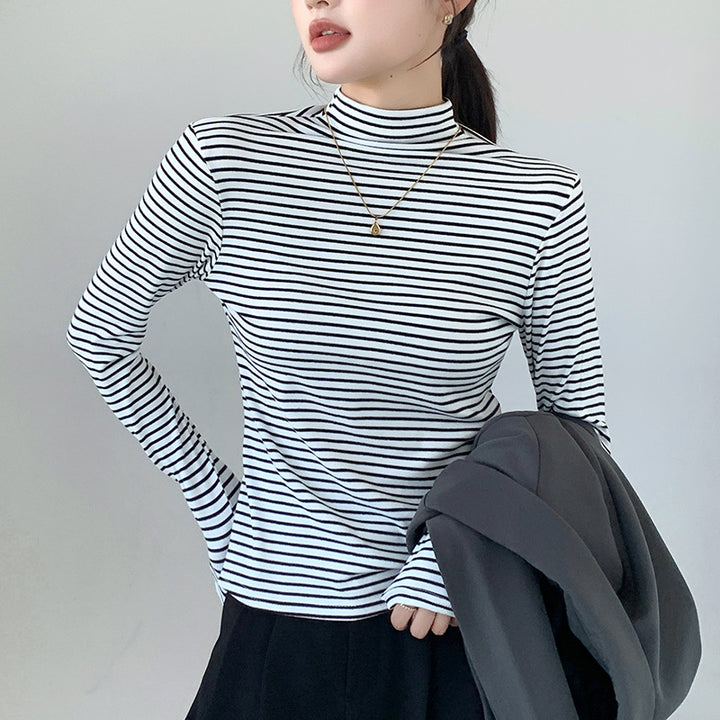 Damen Figurbetontes Langarmshirt mit Rollkragen Echo Archiv