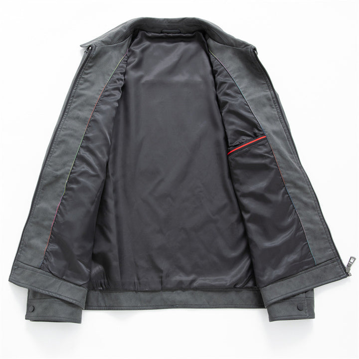 Herren Elegante Veloursleder-Übergangsjacke mit Reißverschluss und Hemdkragen Echoarchiv