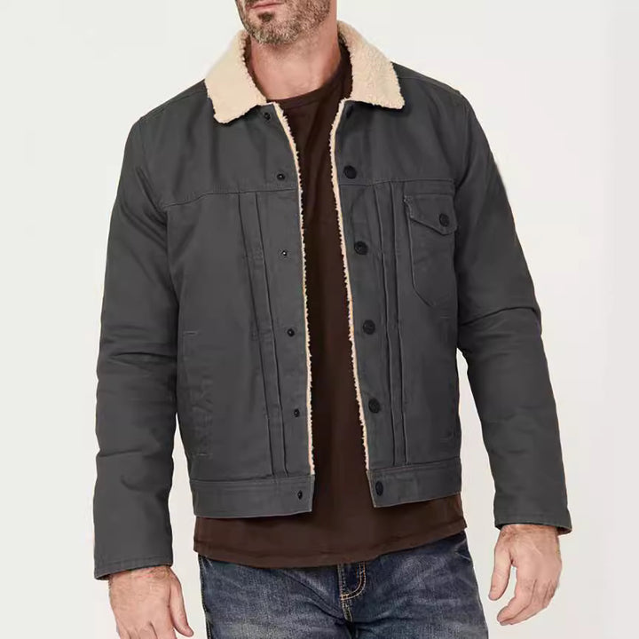 Herren Winterjacke aus strapazierfähigem Baumwollmaterial mit Teddyfutter und praktischen Taschen Echoarchiv