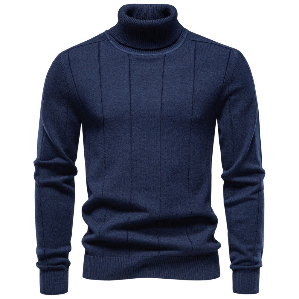 Herren Rollkragenpullover aus hochwertigem Feinstrick mit vertikaler Strukturnaht Echoarchiv