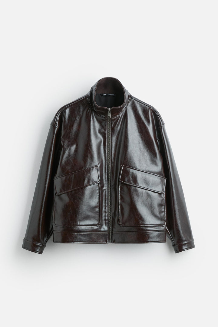 Herren Bikerjacke aus edlem Kunstleder mit praktischen Klappentaschen Echoarchiv