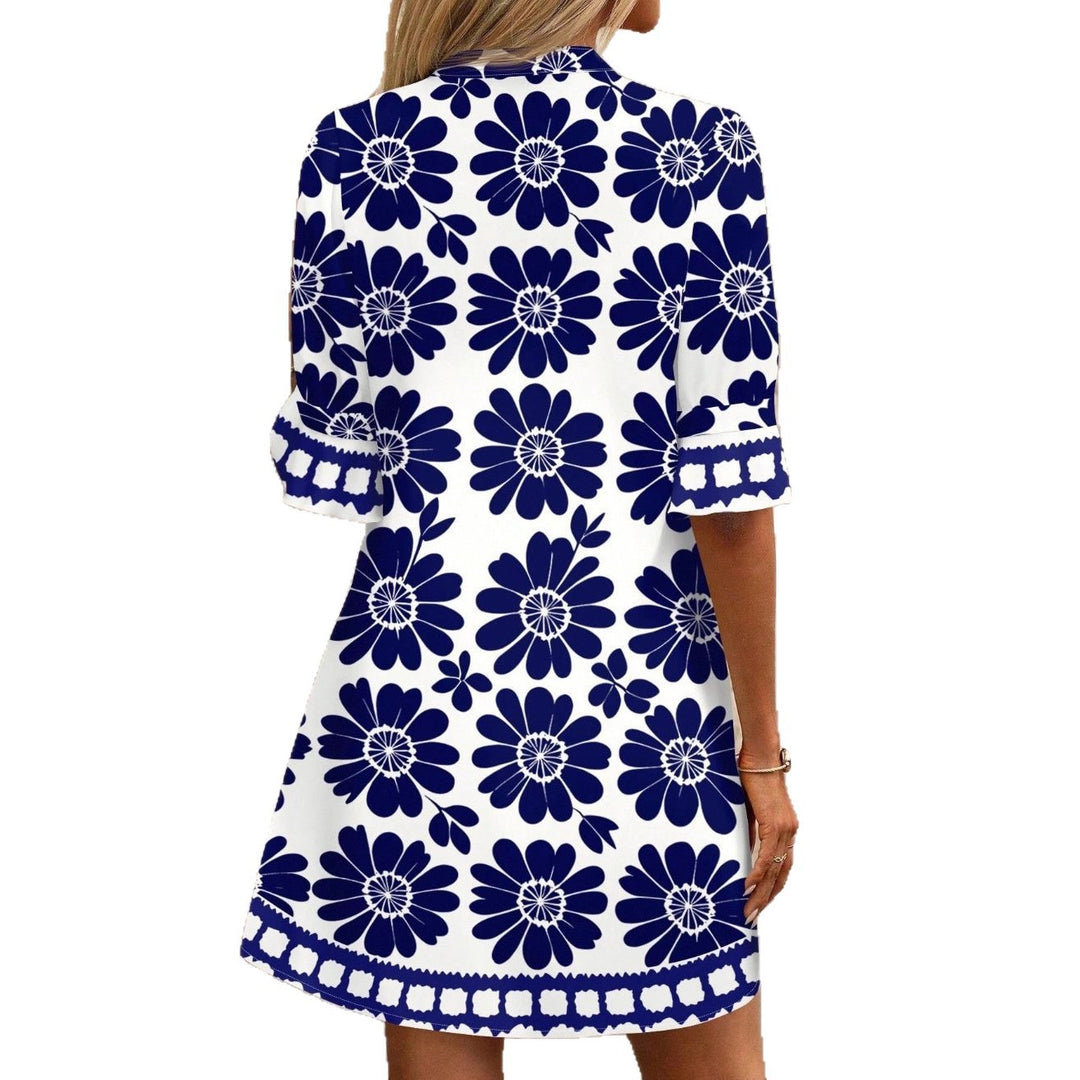 Damen Leichtes Sommer Tunika Kleid mit V Ausschnitt und Volantärmeln Echoarchiv