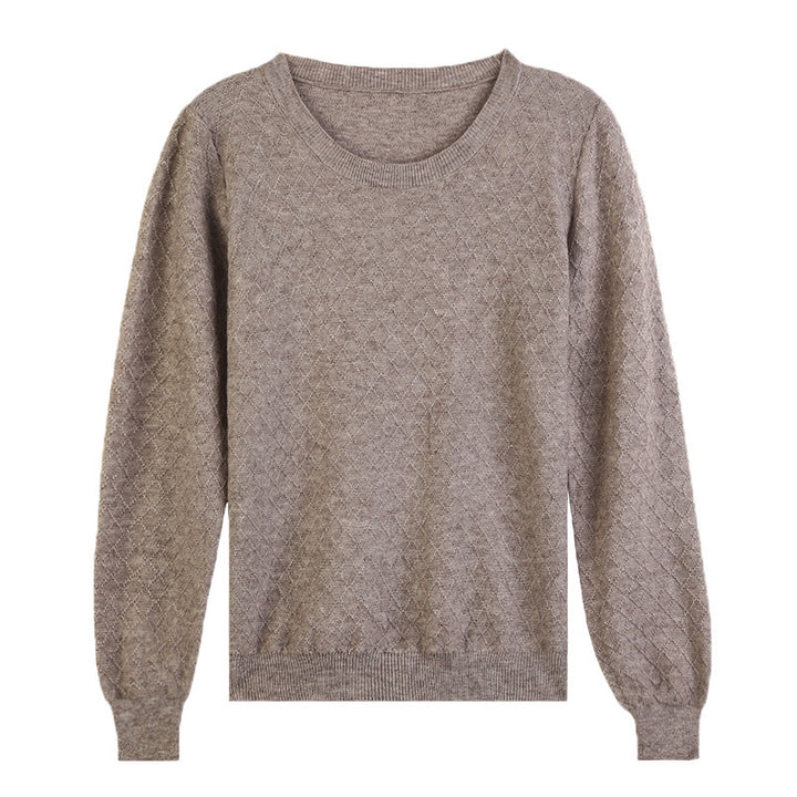 Damen Lässiger Feinstrickpullover mit dezentem Rautenmuster und gerippten Bündchen Echoarchiv