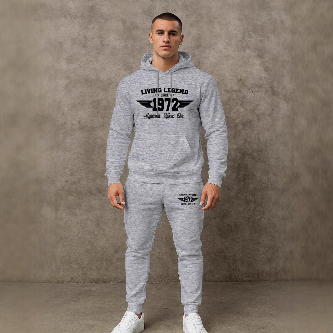 Herren Hoodie und Jogginghose Set mit modernem Druck Echoarchiv