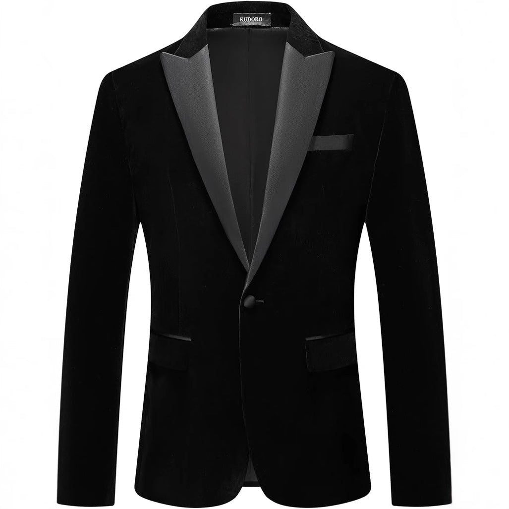 Herren eleganter Smokingblazer mit satinierter Revers und feiner Struktur Echoarchiv