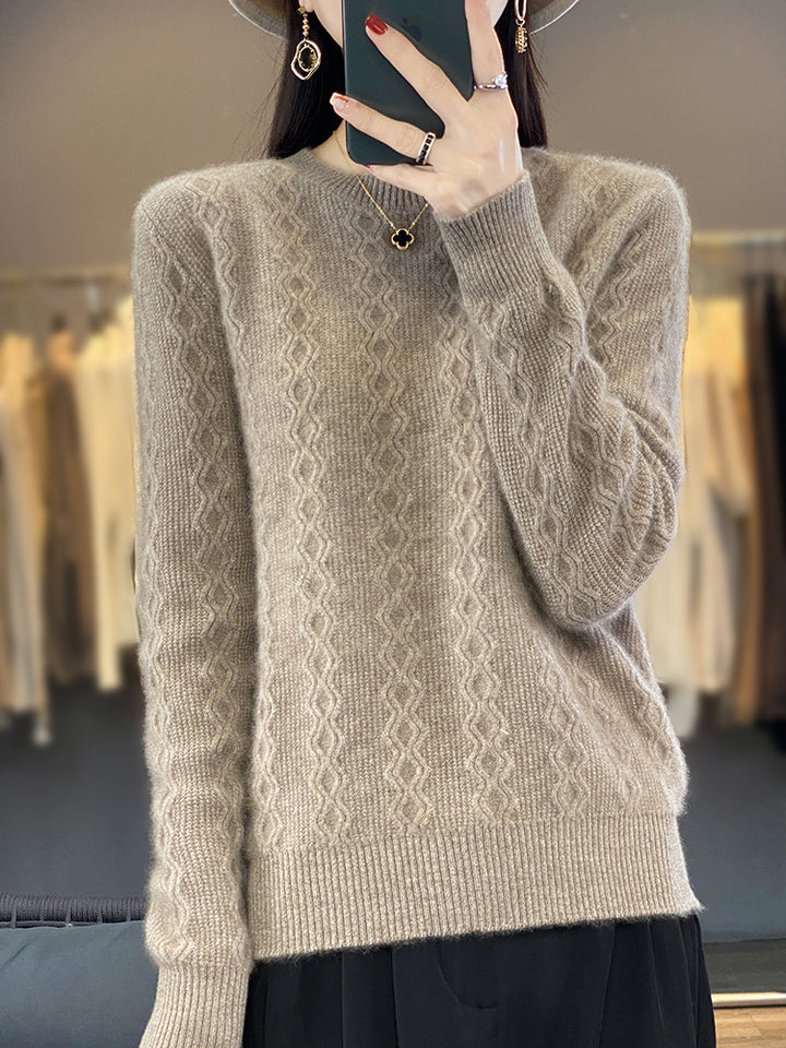 Damen Zopfmuster-Feinstrickpullover mit feiner Struktur und kastiger Silhouette Echoarchiv
