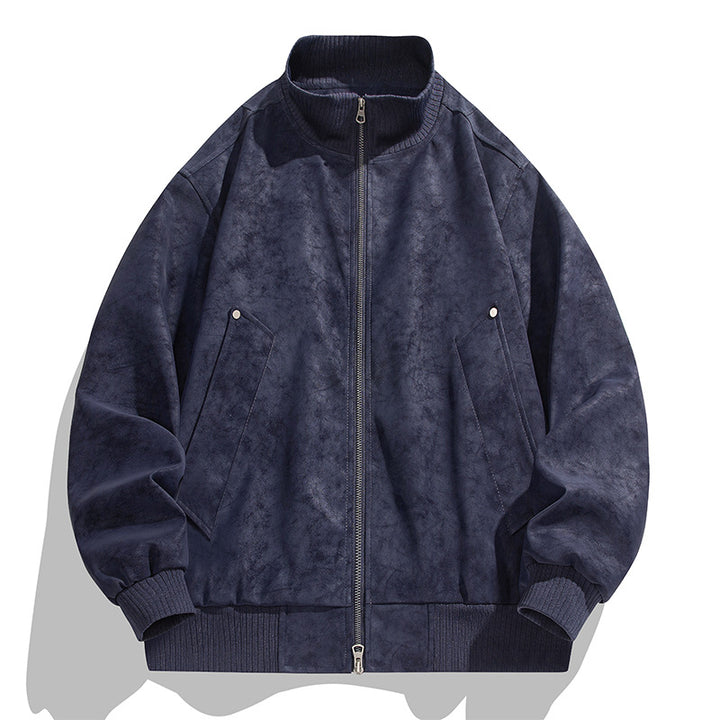 Herren modische Bomberjacke aus weichem Kunstleder mit elastischen Bündchen und praktischen Taschen Echoarchiv