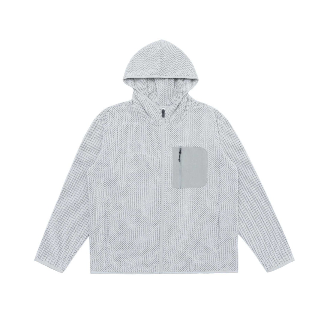 Unisex Strukturierte Kapuzenjacke mit durchgehendem Reißverschluss und Brustzippertasche Echoarchiv