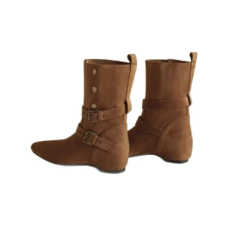 Damen Elegante Ankle-Stiefel mit dekorativen Schnallen Echo Archiv