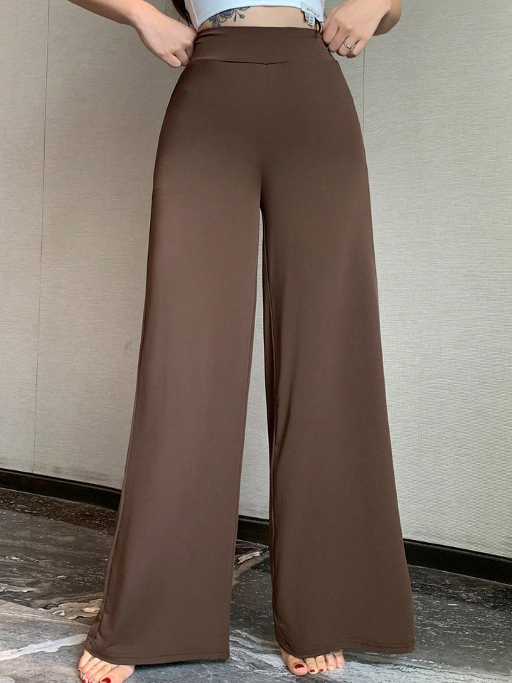 Damen Palazzohose mit hoher Taille und weitem Bein – Avérine