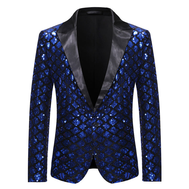 Herren elegante Pailletten-Blazerjacke mit klassischem Revers Echoarchiv