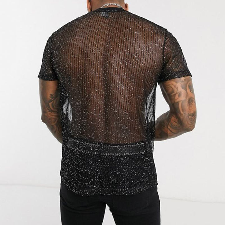 Herren Hochwertiges Mesh-T-Shirt mit glitzerndem Effekt Echoarchiv
