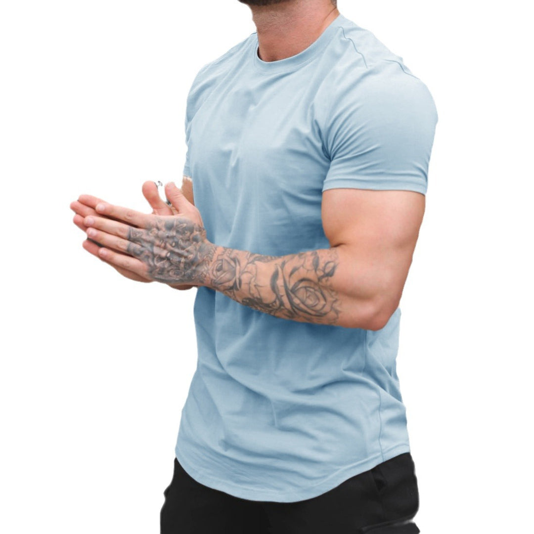 Herren nan figurbetontes Kurzarmshirt aus elastischem Baumwollmix mit verlängertem Saum Echo Archiv