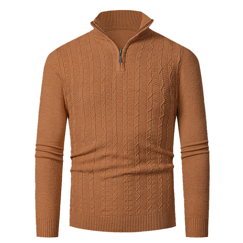 Herren modischer Strickpullover mit hochschließendem Reißverschluss und strukturiertem Design Echoarchiv
